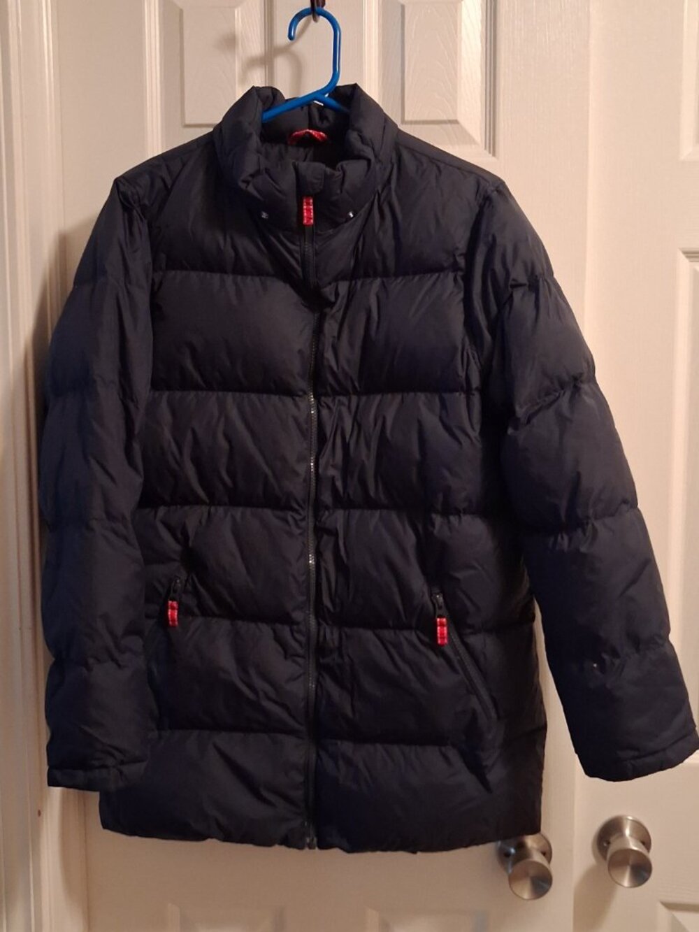 Lands' End Goose Down Puffer Jacket Youth XL 16-18 Navy Blue Full Zip *READ*